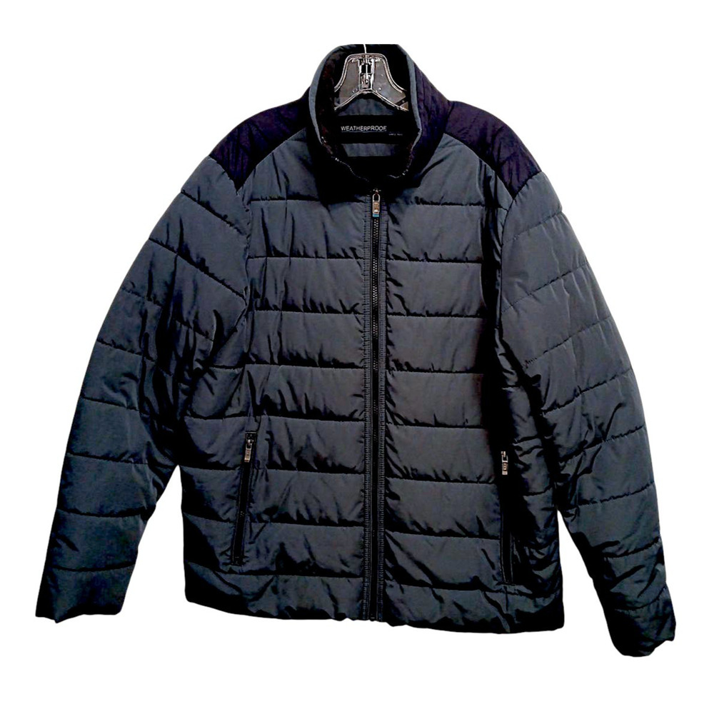 Weatherproof Ultra Luxe Water Resistant Puffer Jacket Mens Sz L Blue Steel Quilt
